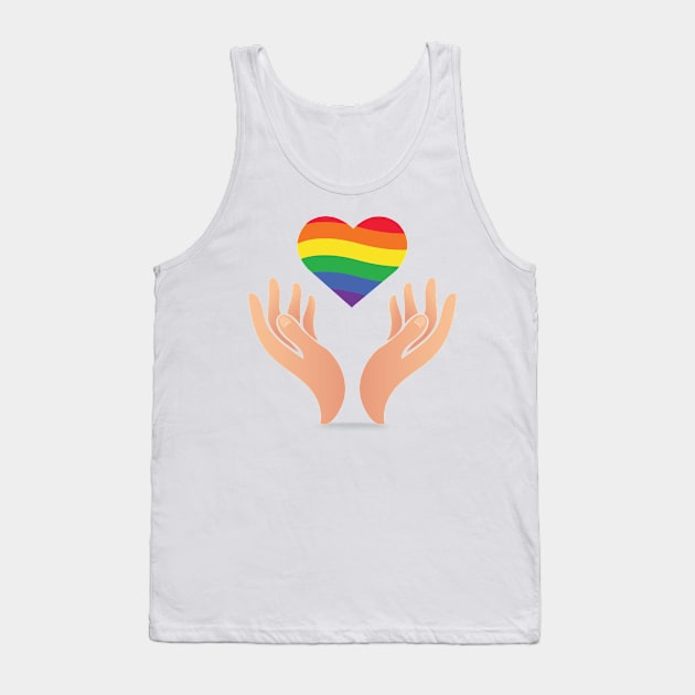 LGBT Couples Design - LGBT Hand Heart Tank Top by Printaha